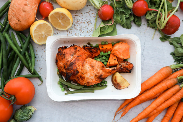 Roast Chicken, Lemon & Thyme w/ Seasonal Vegetables & Pan Jus